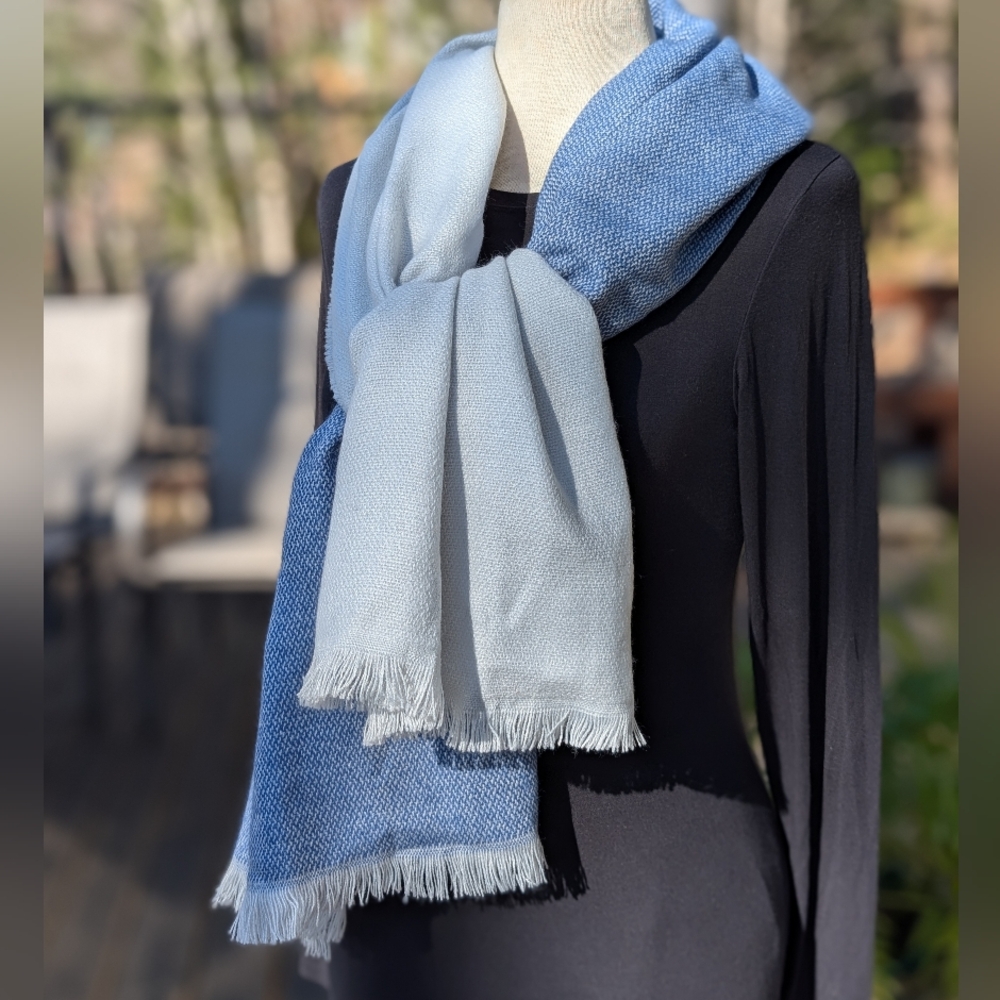 Blue Two Tone Large Winter Scarf
